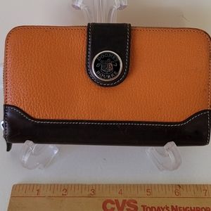 DOONEY & BOURKE Zip Around Checkbook Organizer Wallet Orange Brown LIKE NEW $185